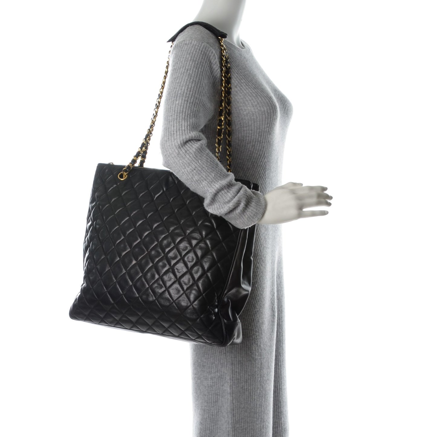 Lambskin Quilted Tote Black