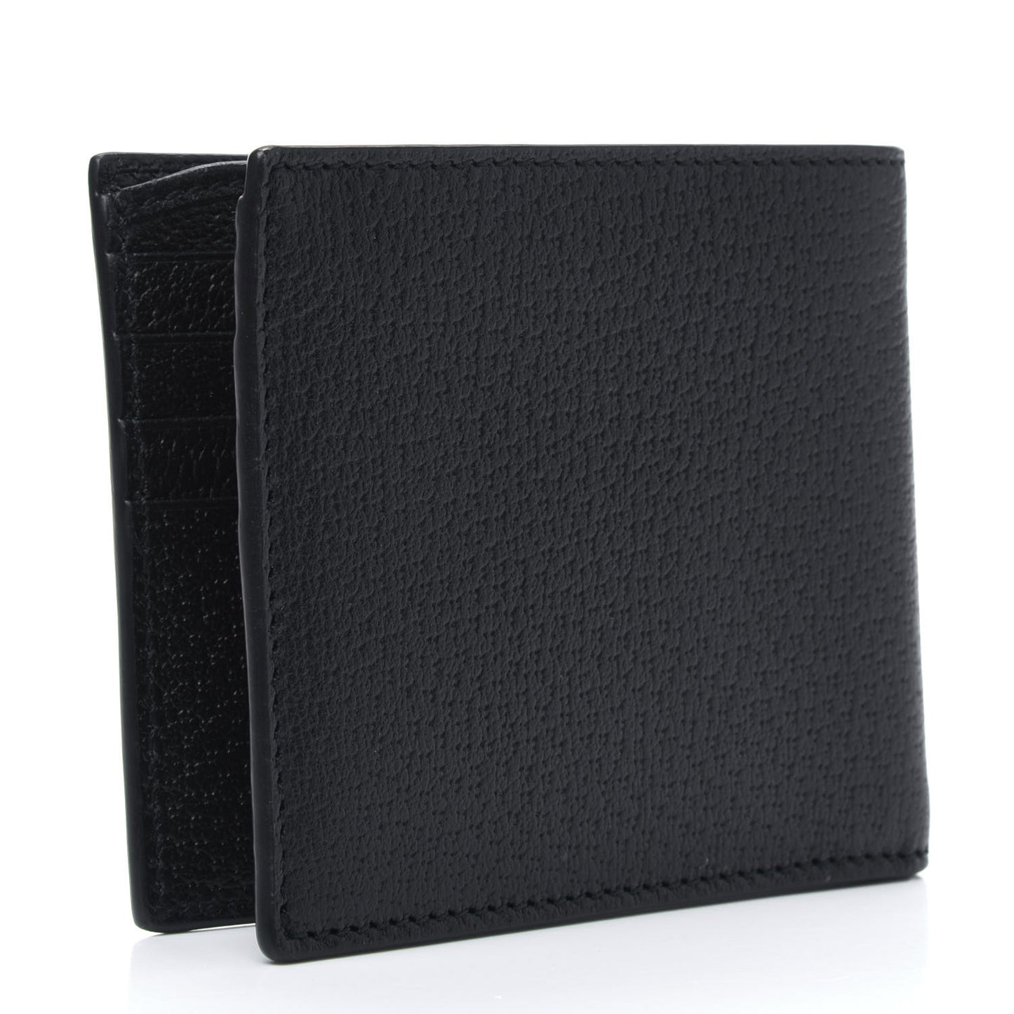 Calfskin Boar Effect Web Bi-Fold Wallet Black