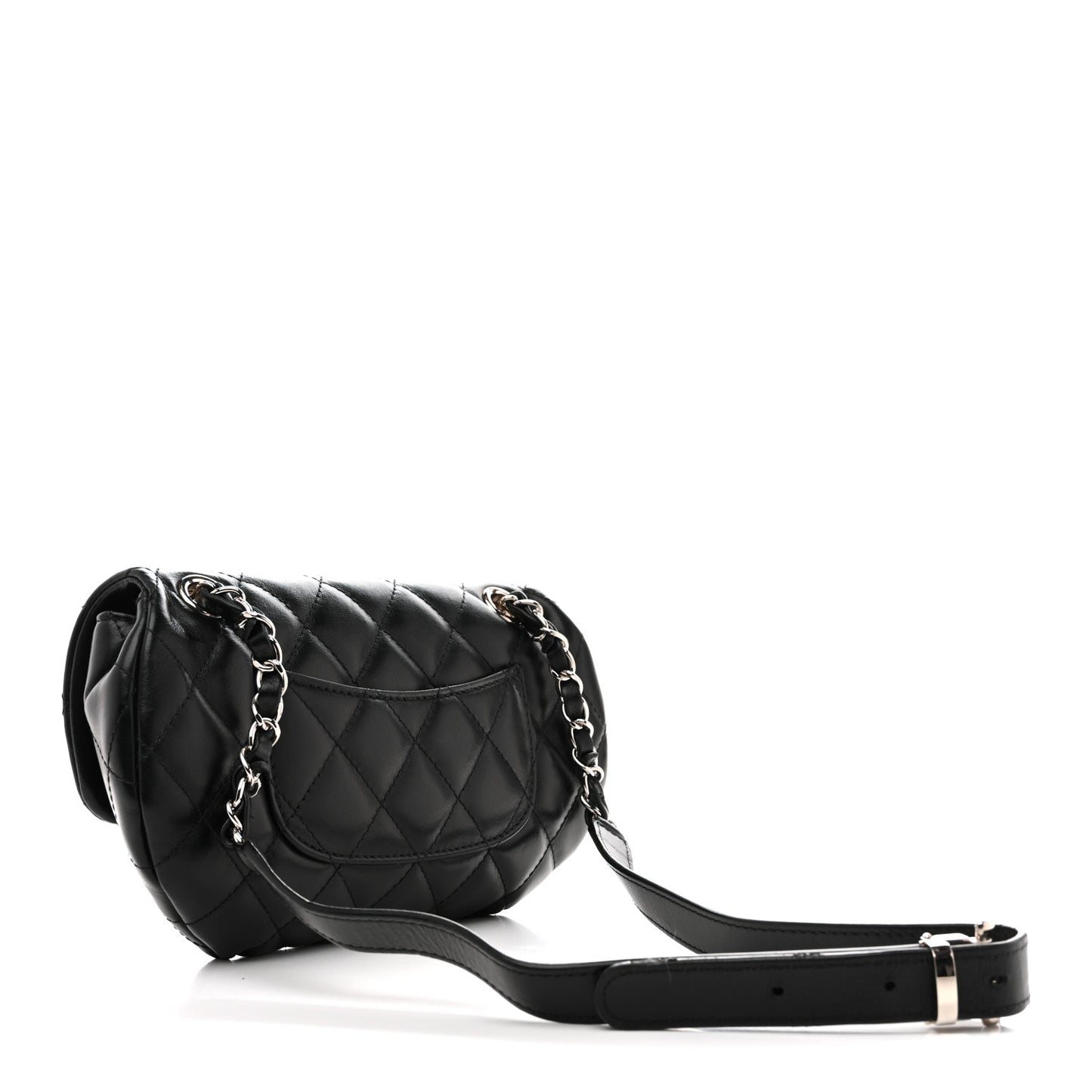 Calfskin Quilted CC Uniform Flap Belt Bag Black