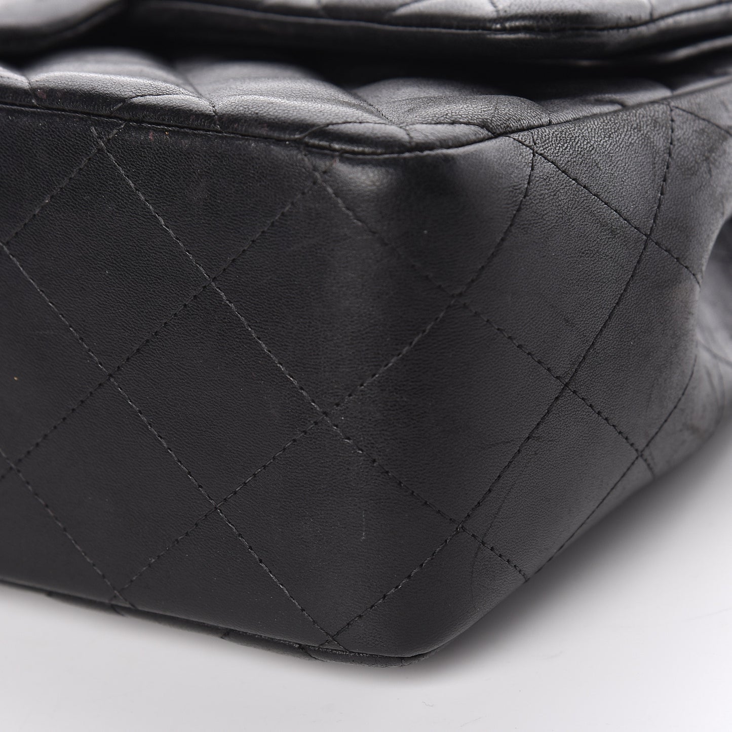 Lambskin Quilted Jumbo Double Flap Black