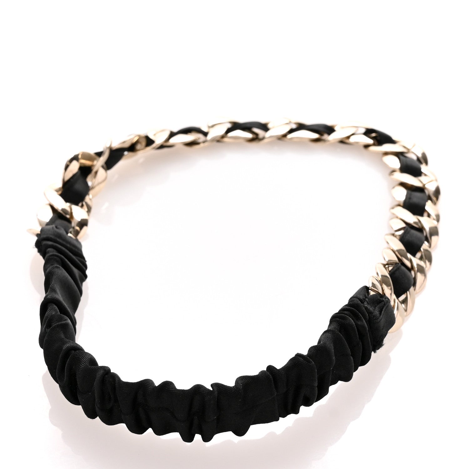 Chanel Satin Chain Headband Black Gold 3 of 4