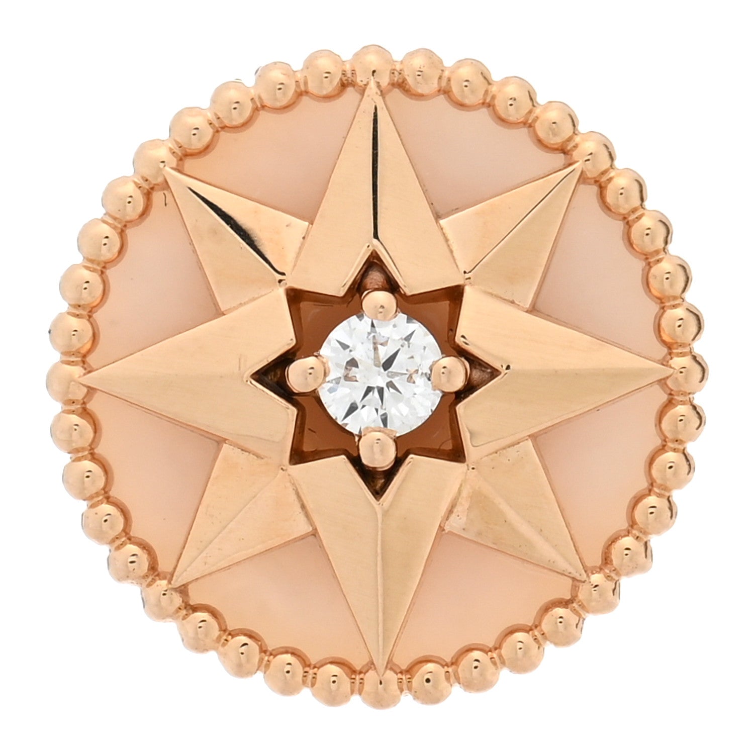 Christian Dior 18K Rose Gold Diamond Medium Pink Opal Medium Rose Des Vents Single Earring 1 of 4