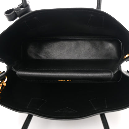 Prada Saffiano Cuir Medium Double Handle Bag Black 5 of 11