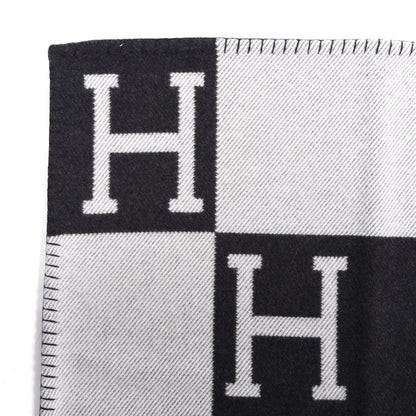 Hermes Wool Cashmere Avalon III Blanket Ecru Black 2 of 3