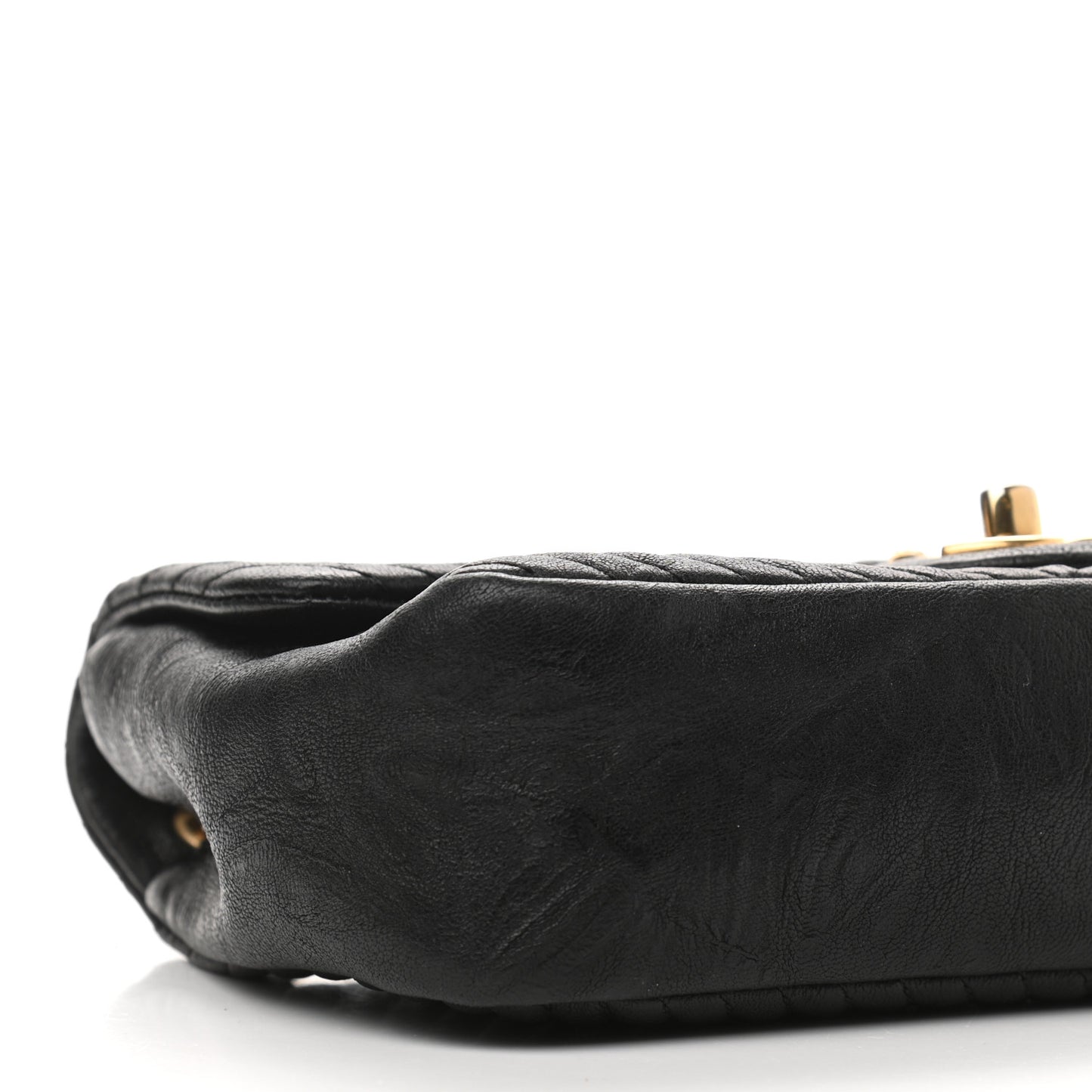 Calfskin Chevron Quilted Small Surpique Flap Black