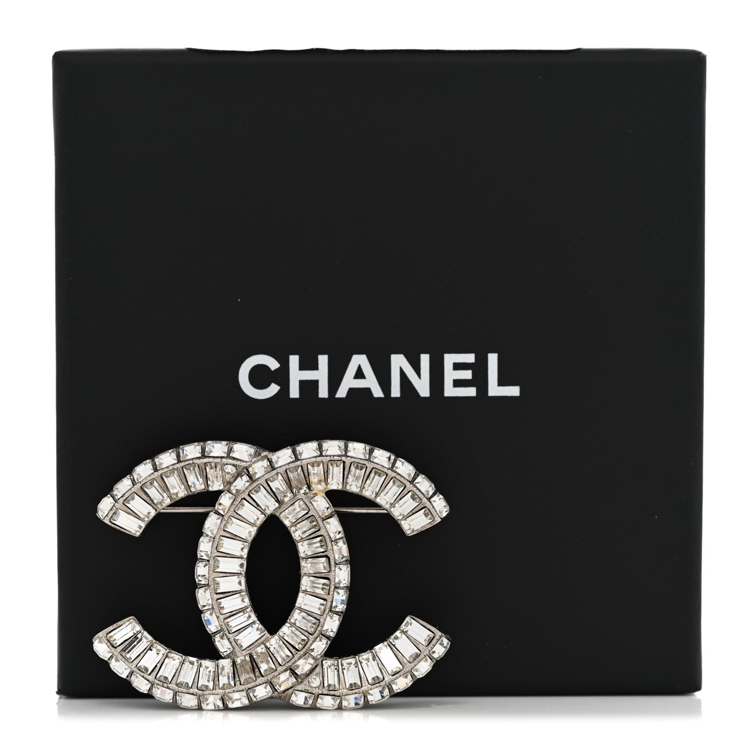 Chanel Baguette Crystal CC Brooch Silver 8 of 8