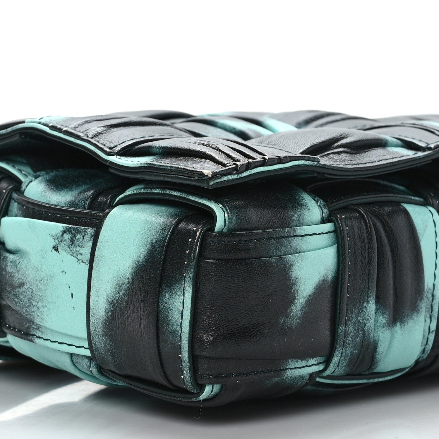 Bottega Veneta Foulard Tie Dye Maxi Intrecciato Padded Cassette Crossbody Bag Celadon Inkwell 7 of 8