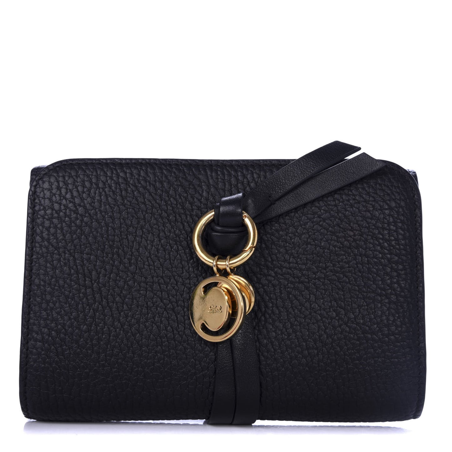 Grained Calfskin Alphabet Compact Wallet Black