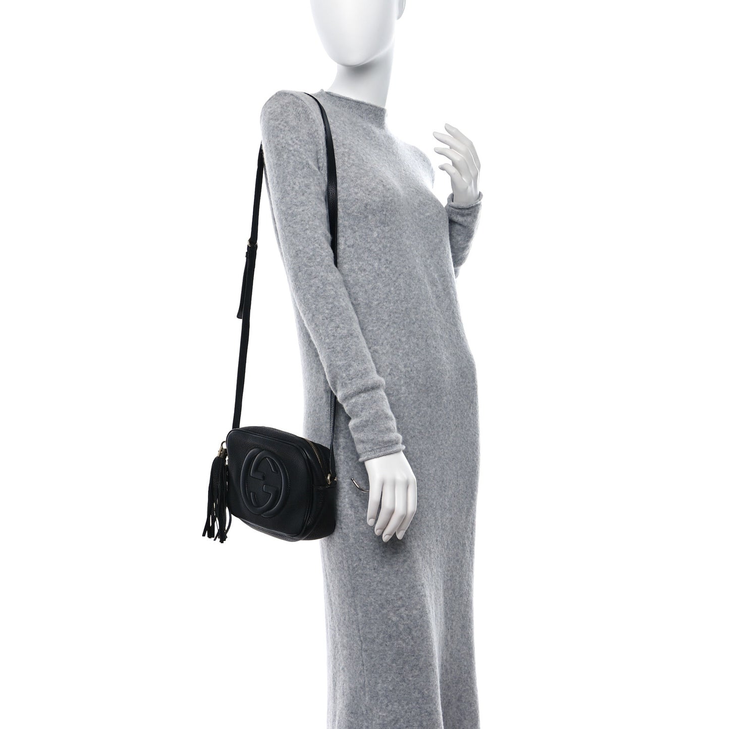 Pebbled Calfskin Small Soho Disco Bag Black