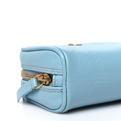 Chanel Grained Calfskin CC Button Small Pouch Cosmetic Case Blue 10 of 11