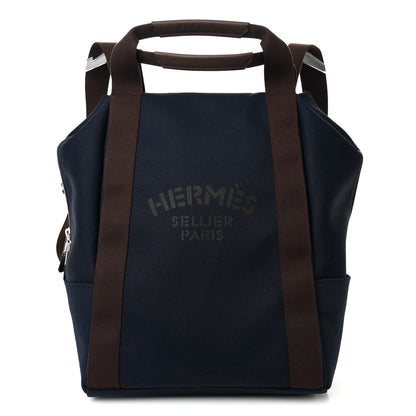 Hermes Toile Groom School Backpack Bleu Navy Feu 1 of 9