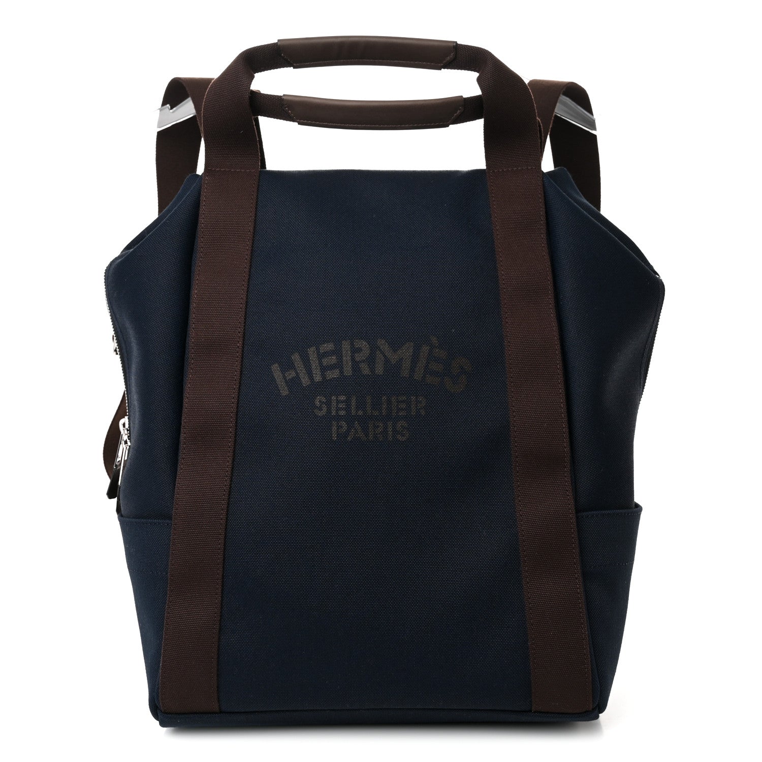 Hermes Toile Groom School Backpack Bleu Navy Feu 1 of 9