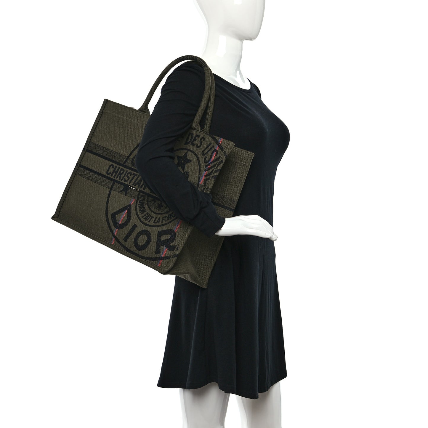Canvas Jute Embroidered Medium Book Tote Green