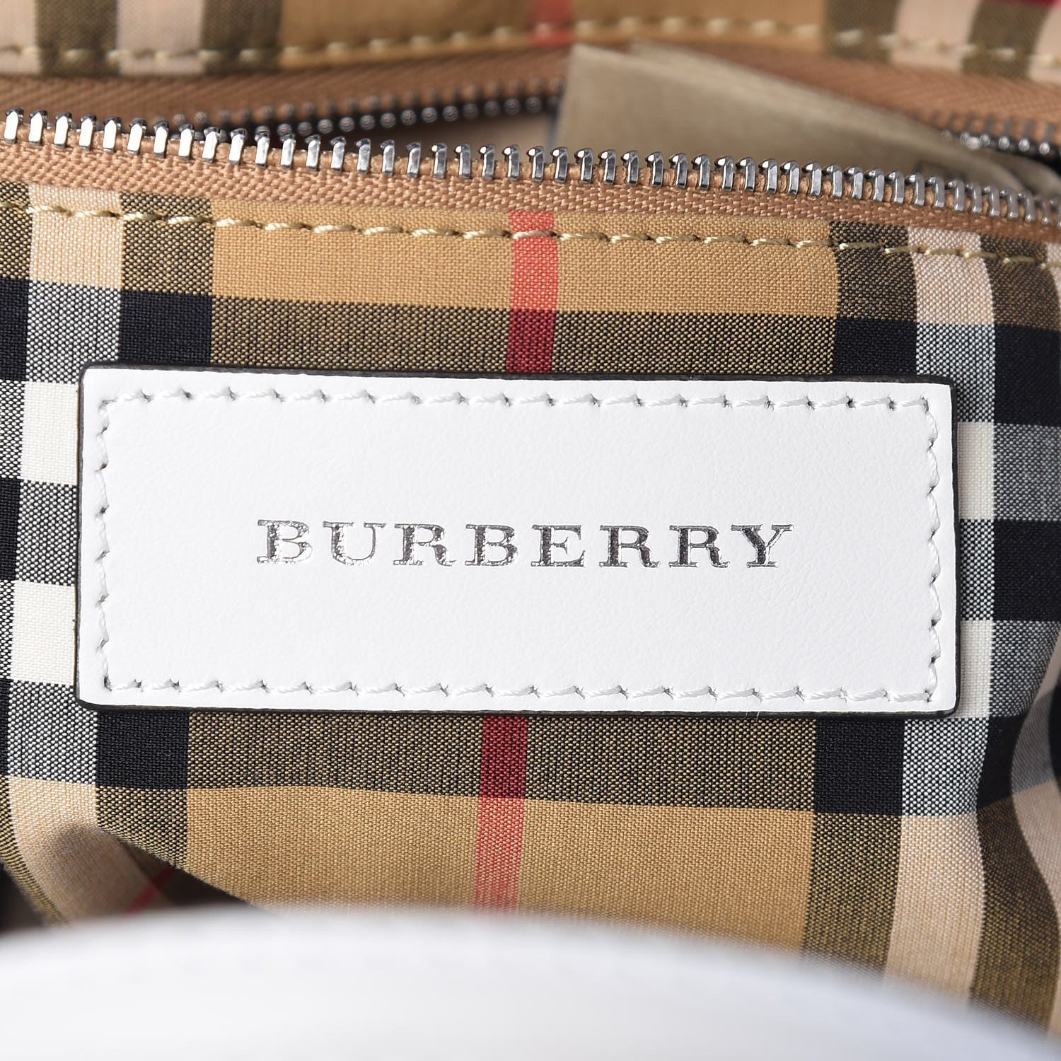 Burberry Calfskin Perforated Small Banner Tote Chalk White 7 of 10