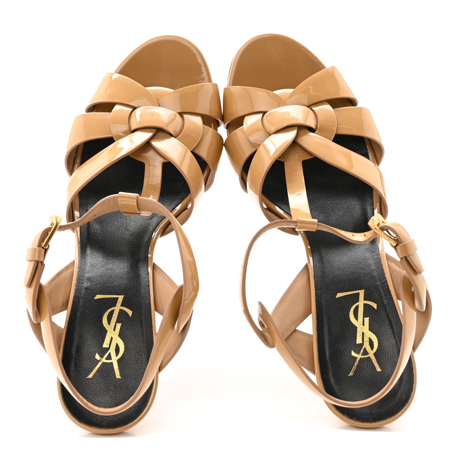 Saint Laurent Patent Tribute 75 Platform Sandals 38 Nude Powder 2 of 11