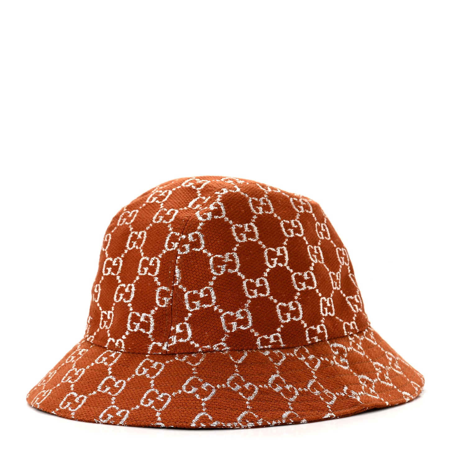 Canvas Lame GG Monogram Bucket Hat S Burnt Orange Silver