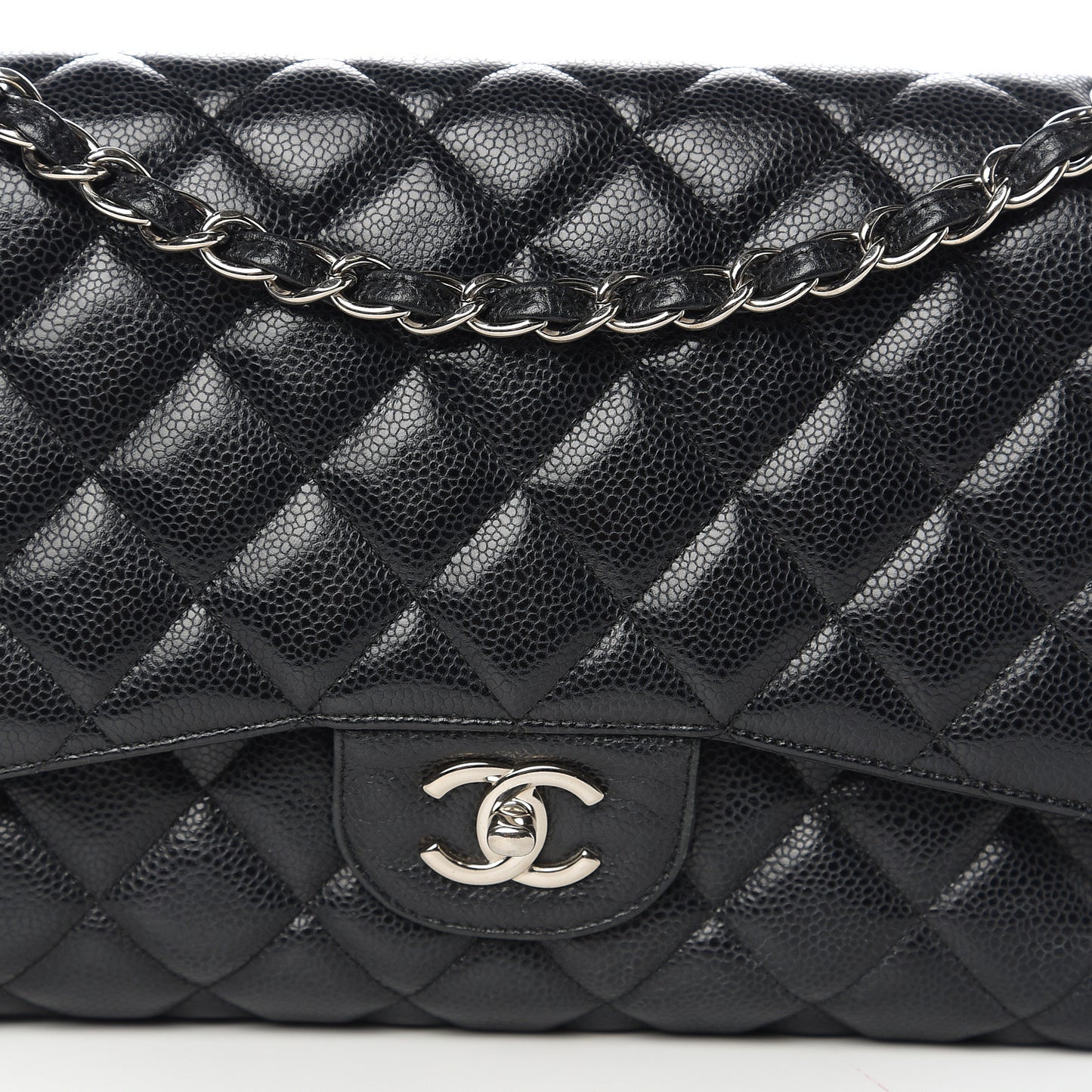 Caviar Quilted Jumbo Double Flap Black