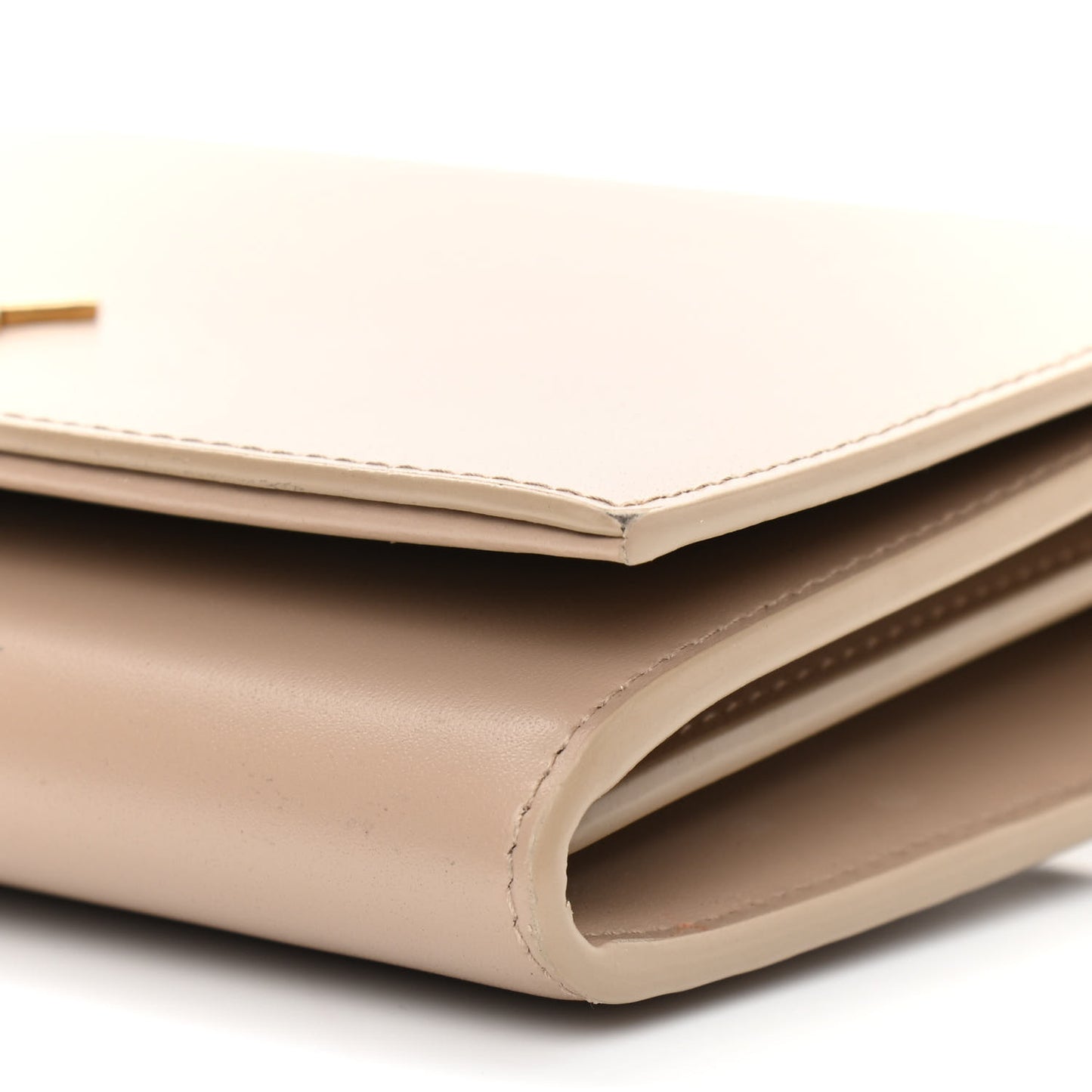 Glossy Calfskin Monogram Chain Wallet Dark Beige