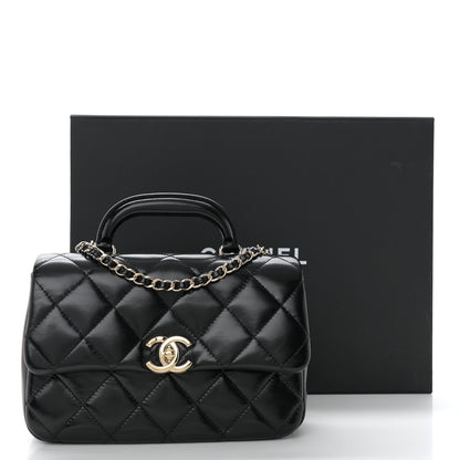 Chanel Shiny Lambskin Quilted Coco Trip Flap Bag Black 11 of 11