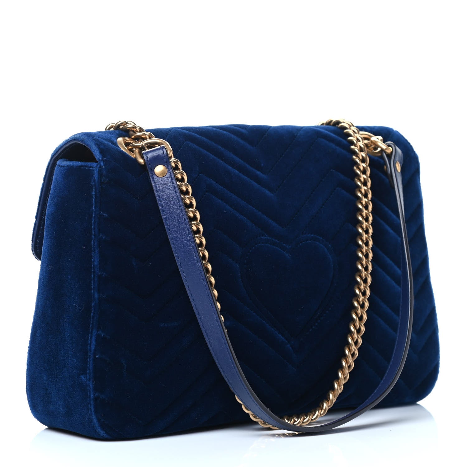 Gucci Velvet Matelasse Medium GG Marmont Shoulder Bag Cobalt Blue 2 of 4