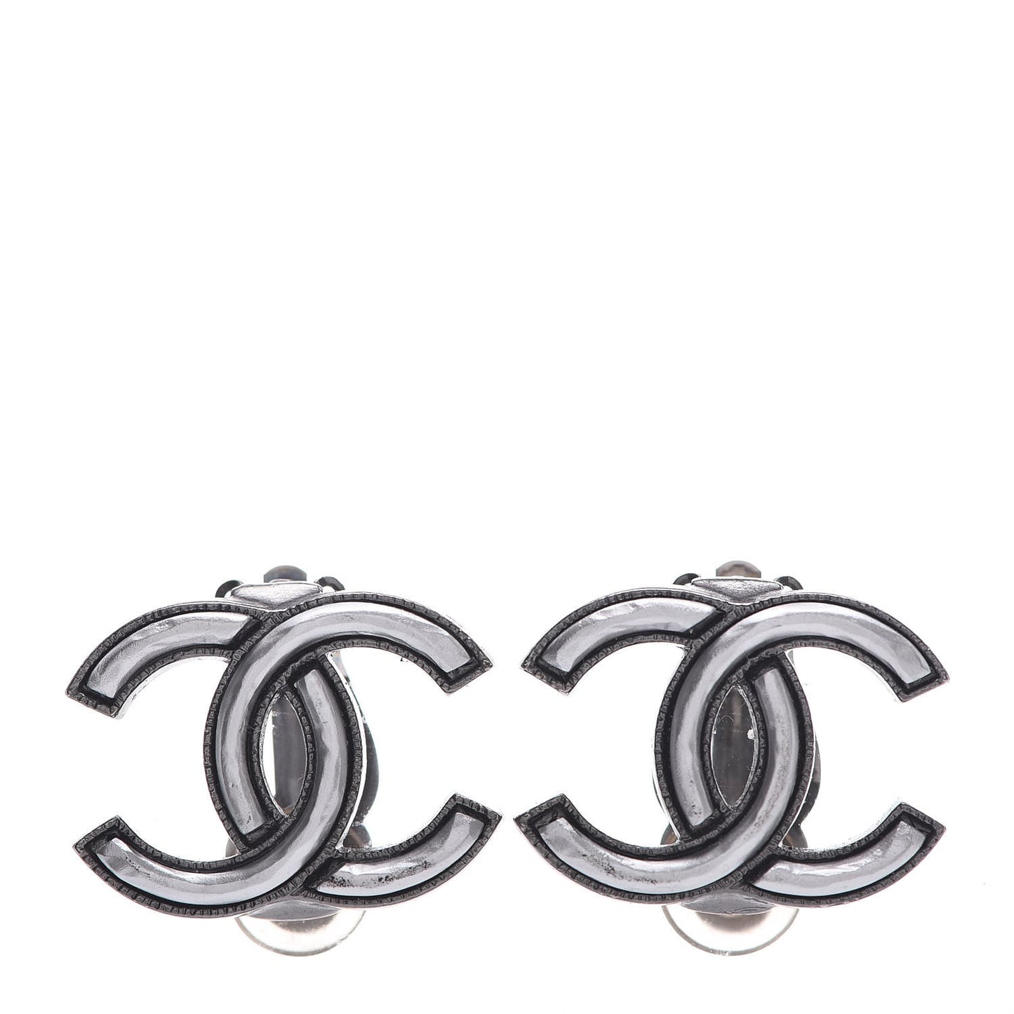Ruthenium CC Clip On Earrings Silver