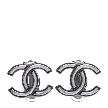 Chanel Ruthenium CC Clip On Earrings Silver 1 of 5