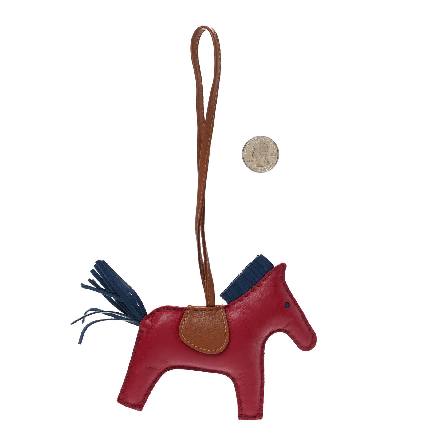 Milo Lambskin Grigri Rodeo Horse Bag Charm GM Rubis Bleu De Malte Fauve