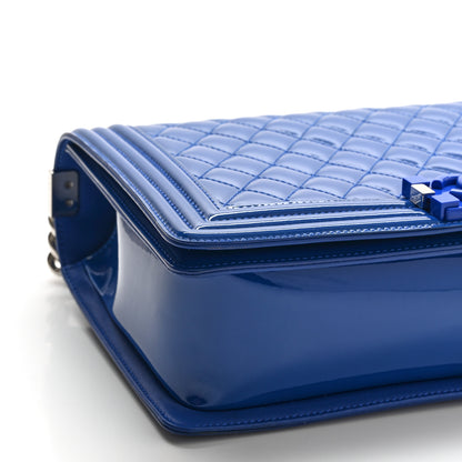 Chanel Patent Calfskin Quilted New Medium Plexiglass Boy Flap Blue 9 of 11