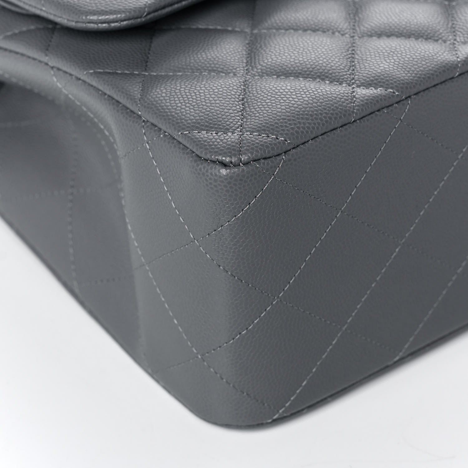 Chanel Caviar Quilted Jumbo Double Flap Grey 10 of 12