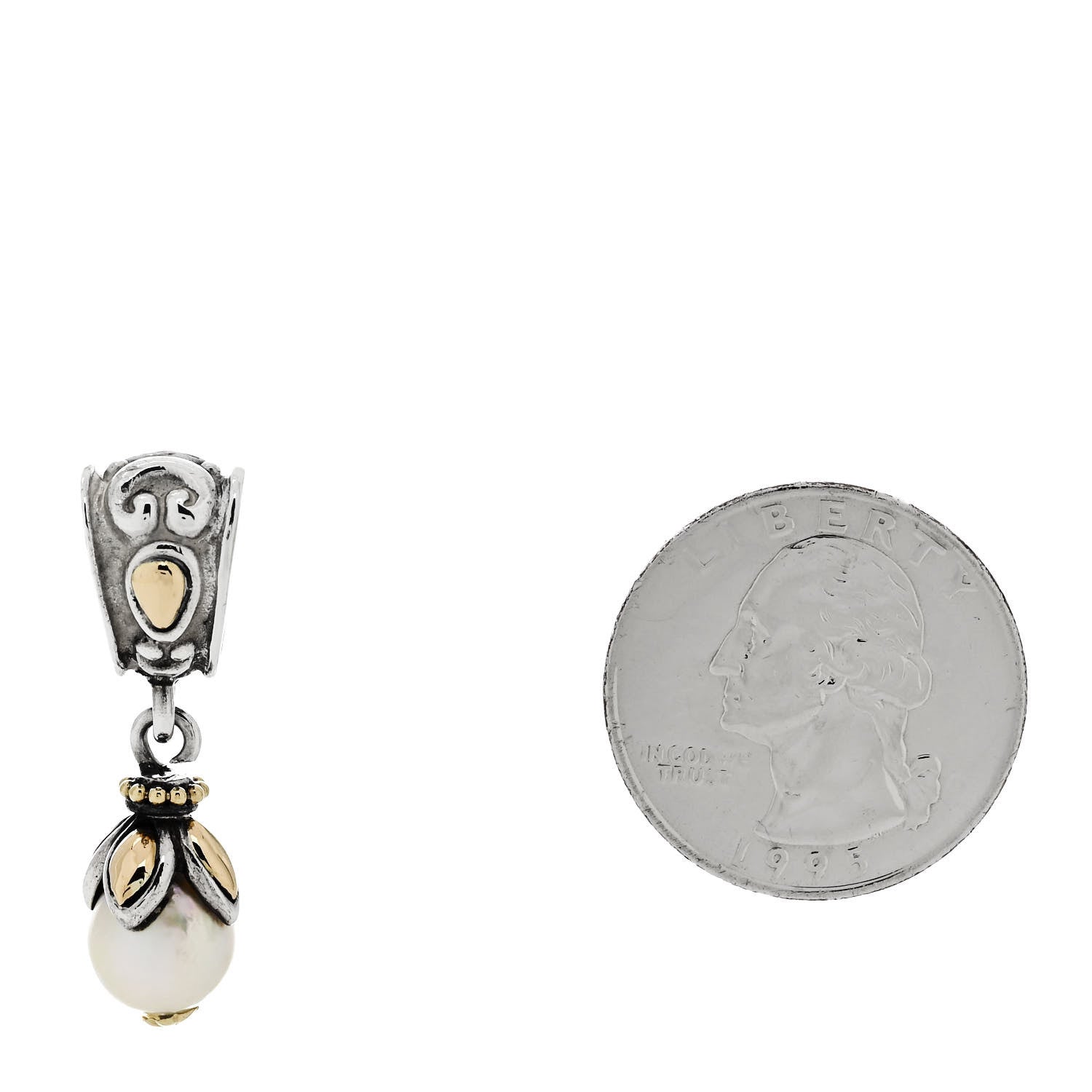 John Hardy Sterling Silver 18K Yellow Gold Freshwater Cultured Pearl Pendant 2 of 5