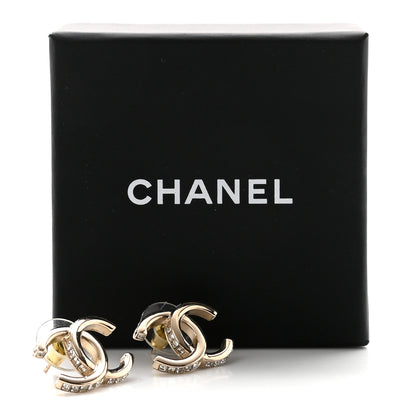 Chanel Metal Baguette Crystal CC Earrings Gold 5 of 5
