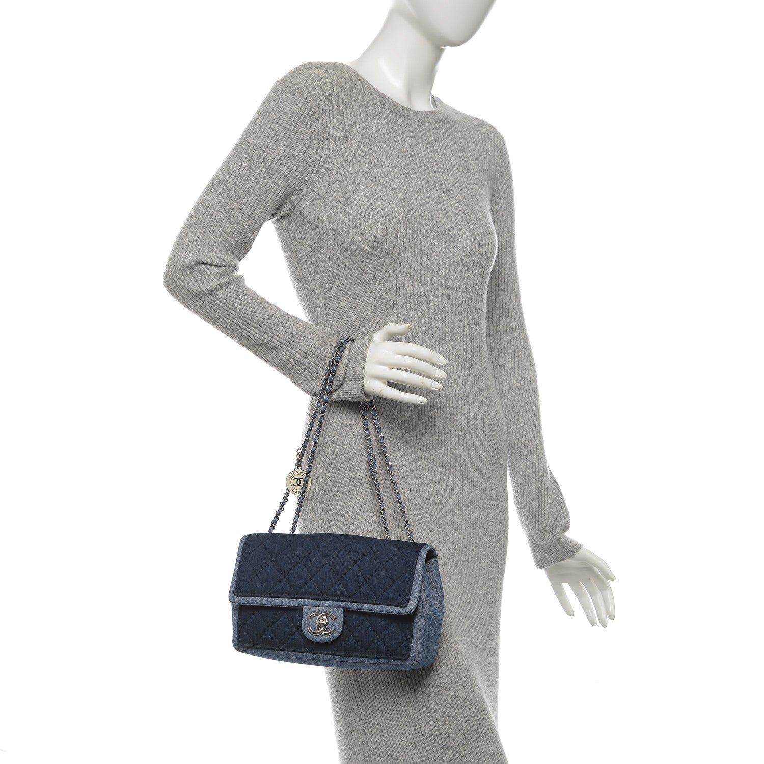 Chanel Denim Quilted Medium Graphic Flap Light Blue 2 of 7