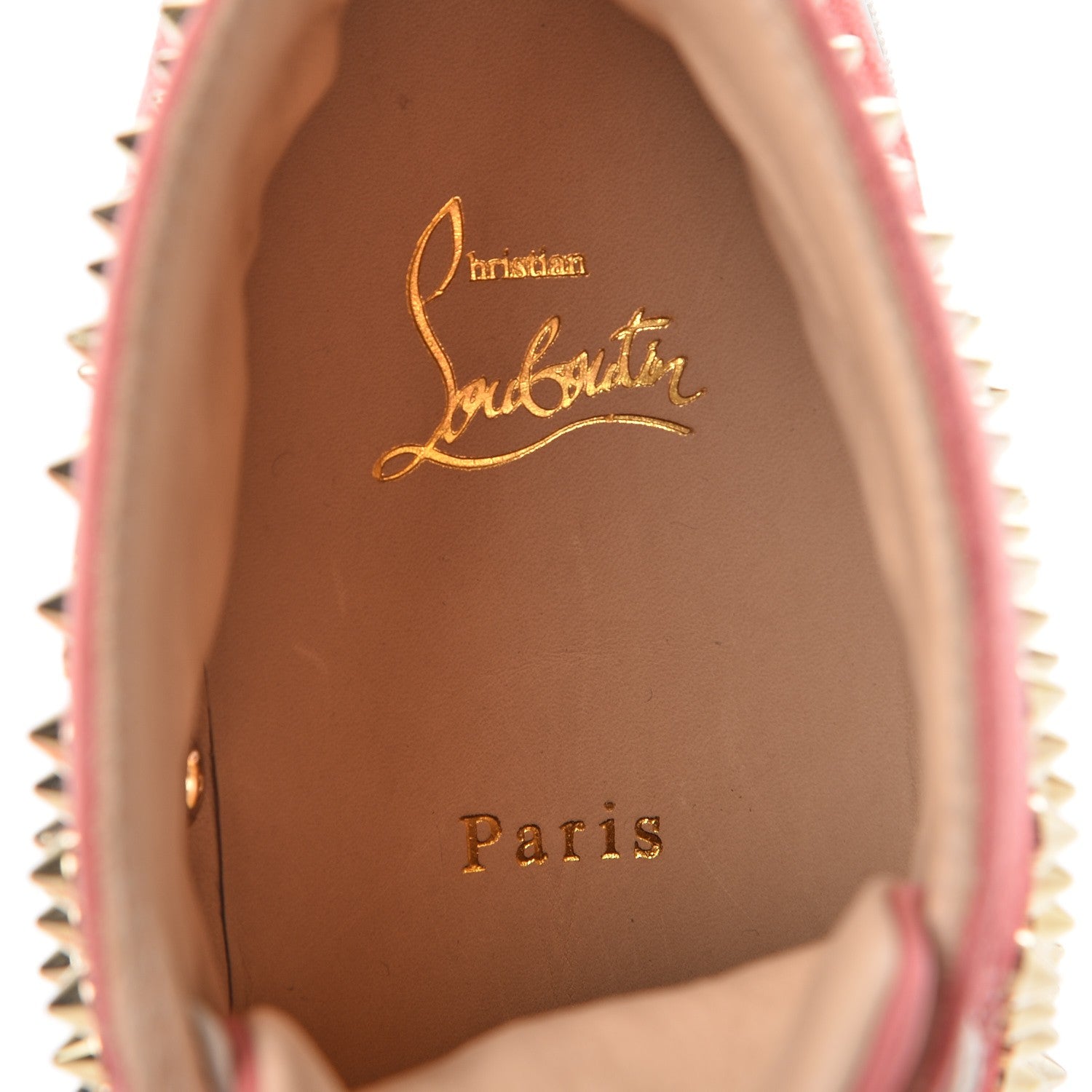 Christian Louboutin Suede Louis Spikes Flat Sneakers 40 Cameo Rose Gold 7 of 10