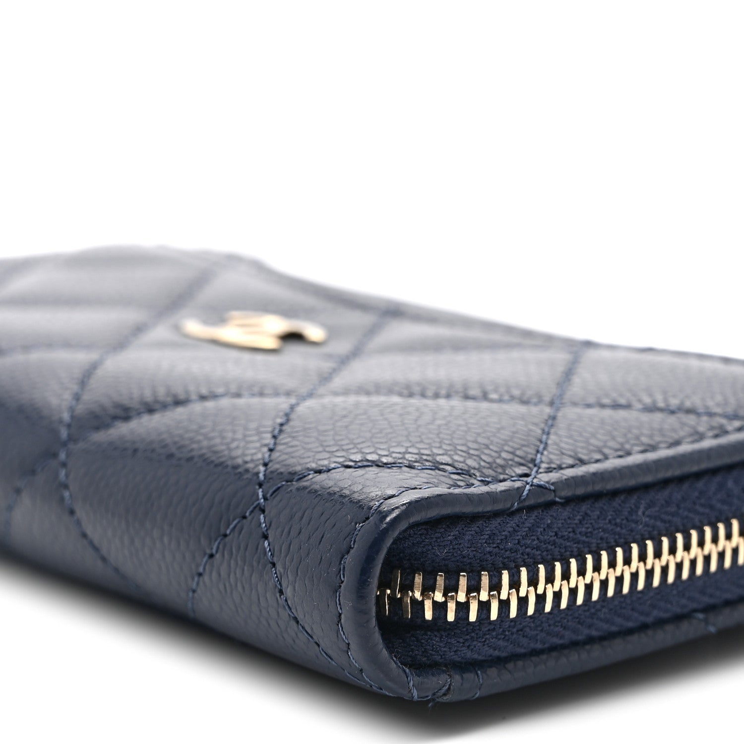 Chanel Caviar Quilted CC Zip Around Card Holder Navy 9 of 10