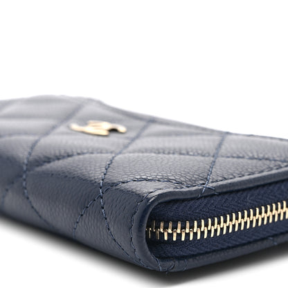 Chanel Caviar Quilted CC Zip Around Card Holder Navy 9 of 10