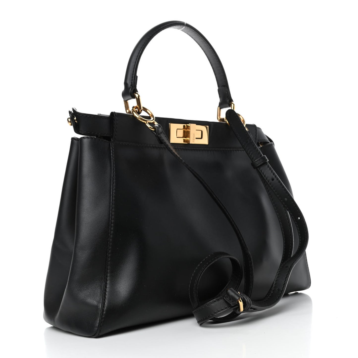 Vitello Morgan Shiny Nappa Medium Peekaboo Iconic Satchel Black