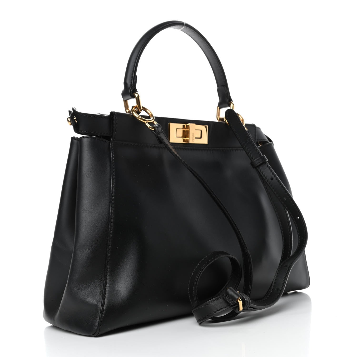 Fendi Vitello Morgan Shiny Nappa Medium Peekaboo Iconic Satchel Black 2 of 4
