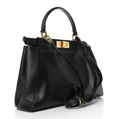 Fendi Vitello Morgan Shiny Nappa Medium Peekaboo Iconic Satchel Black 2 of 4