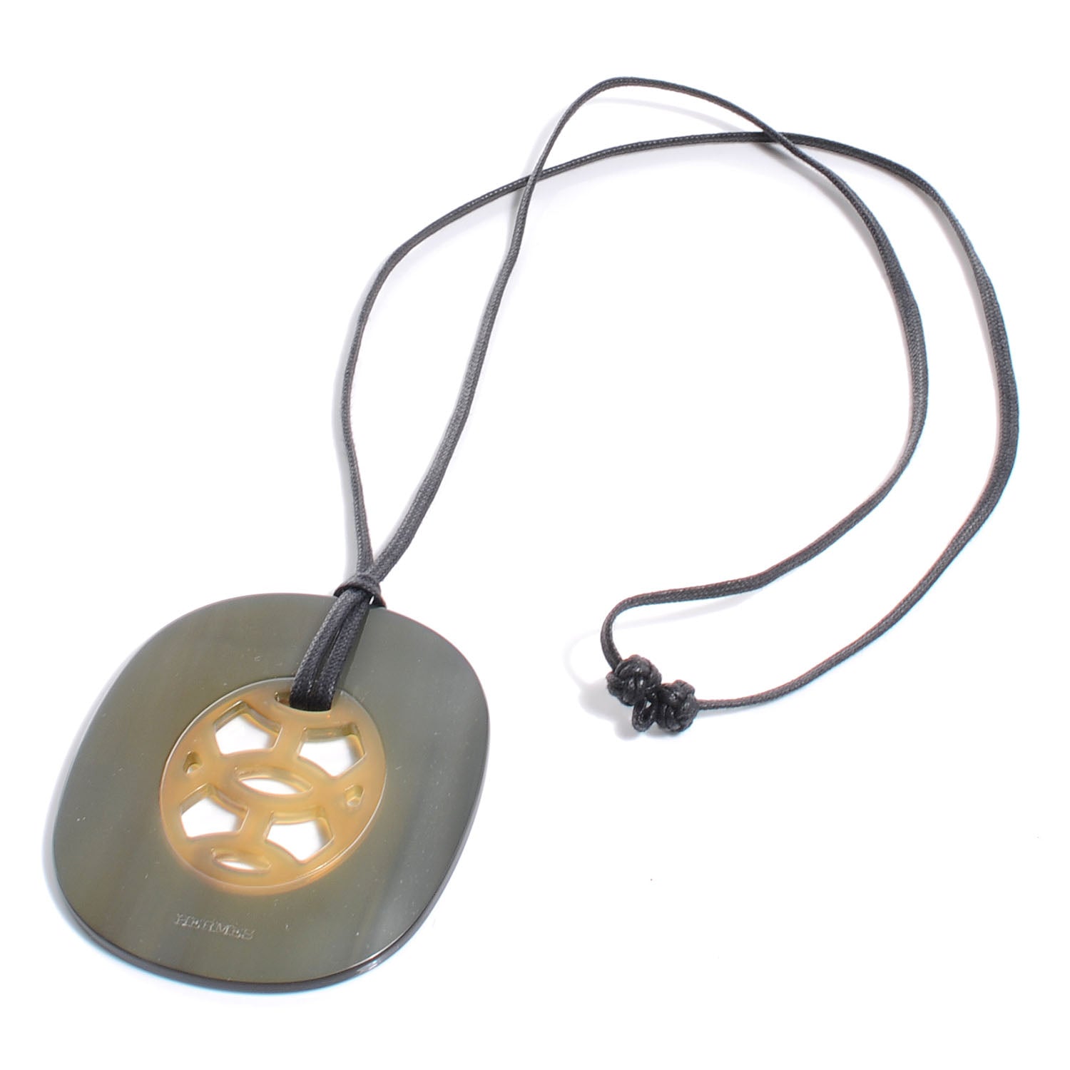 Hermes Buffalo Horn Lacquer Lift Necklace GM Black 4 of 6