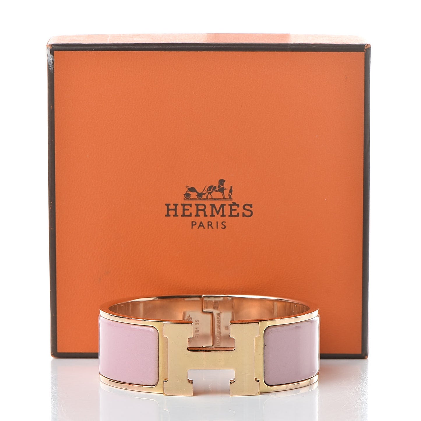 Enamel Wide Clic Clac H Bracelet PM Rose Nacarat