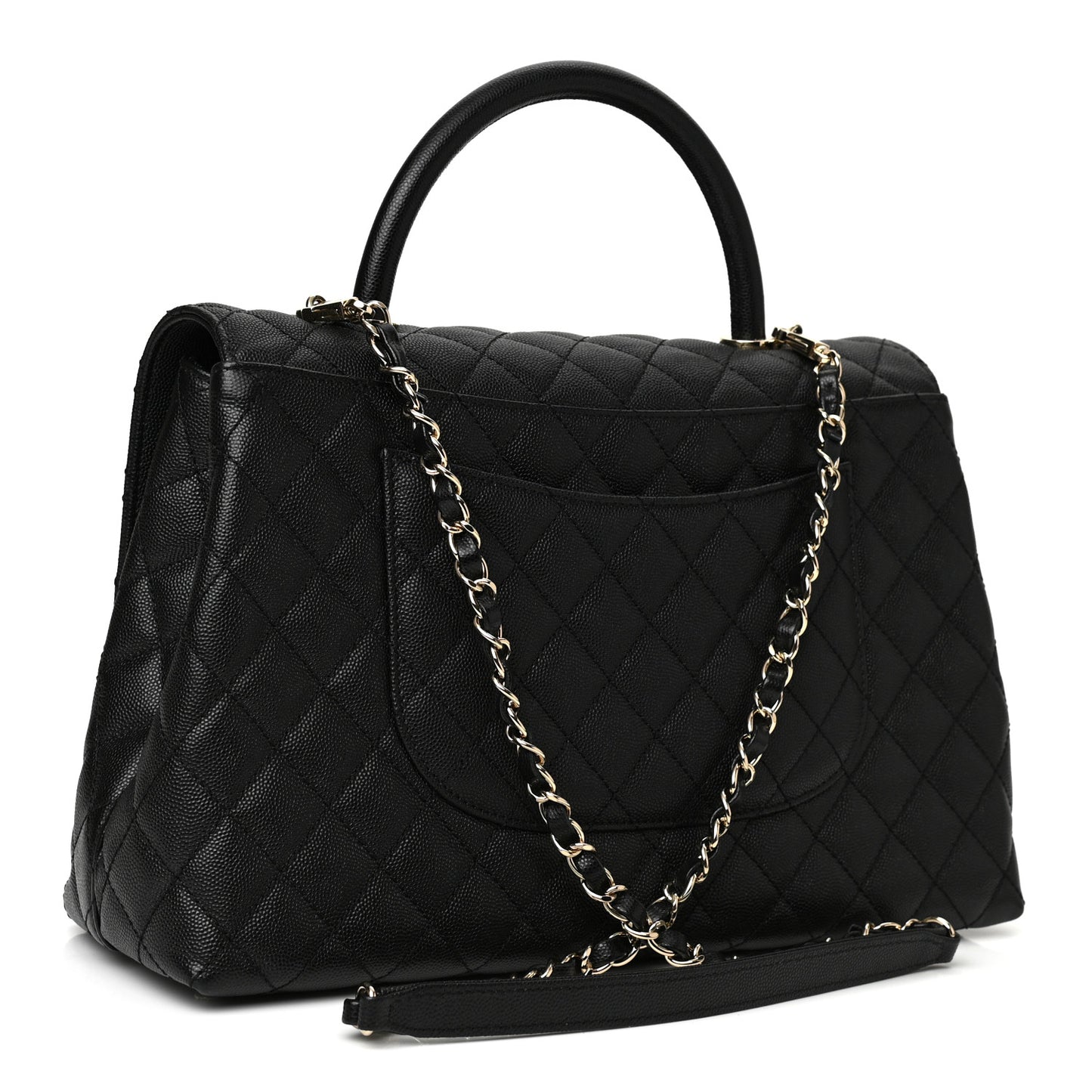 Caviar Quilted Medium Coco Handle Flap Black