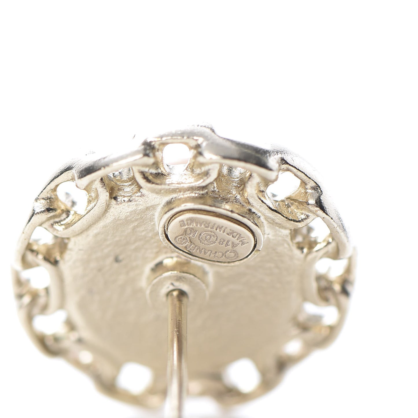 Resin Chain CC Round Earrings Gold Pink