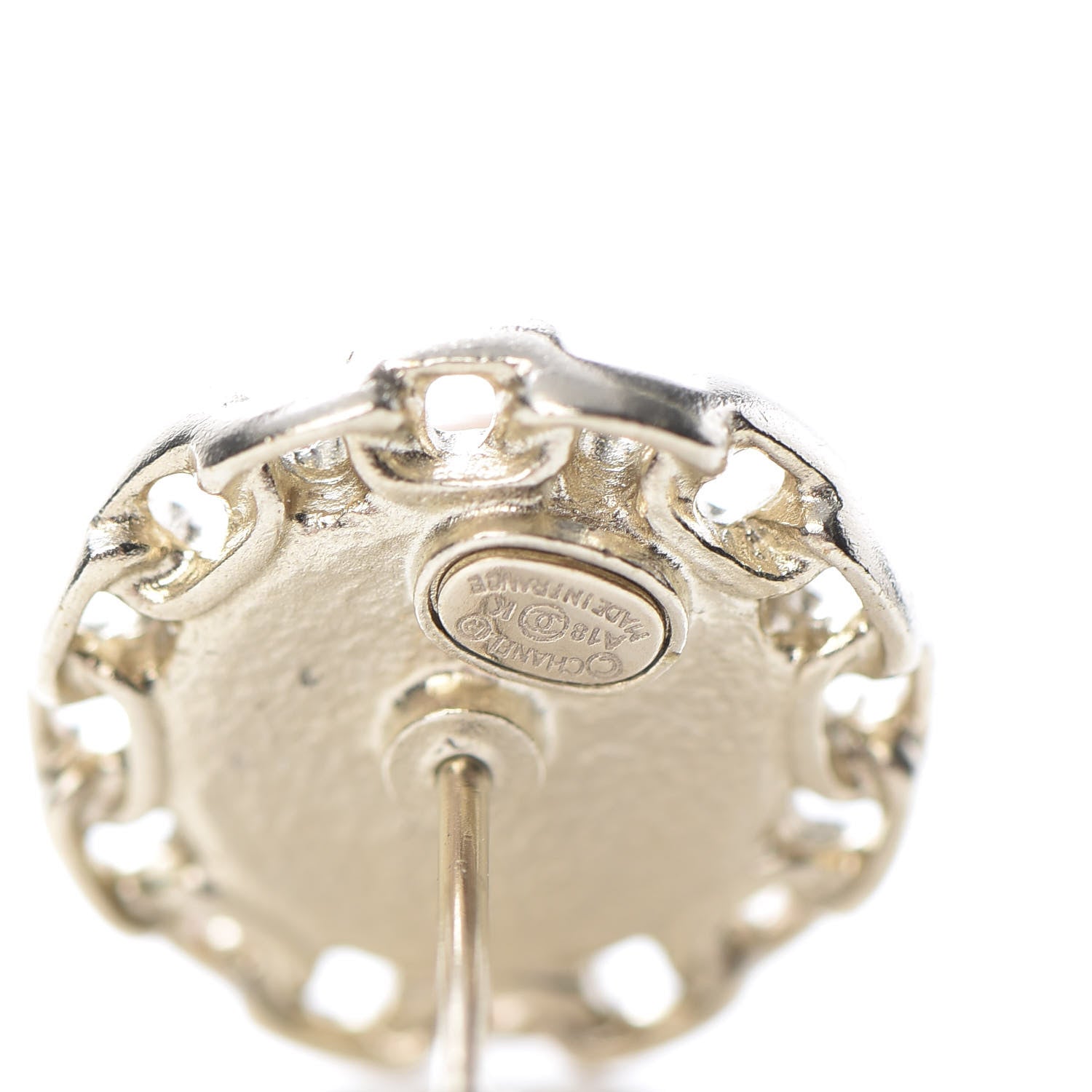 Chanel Resin Chain CC Round Earrings Gold Pink 4 of 5
