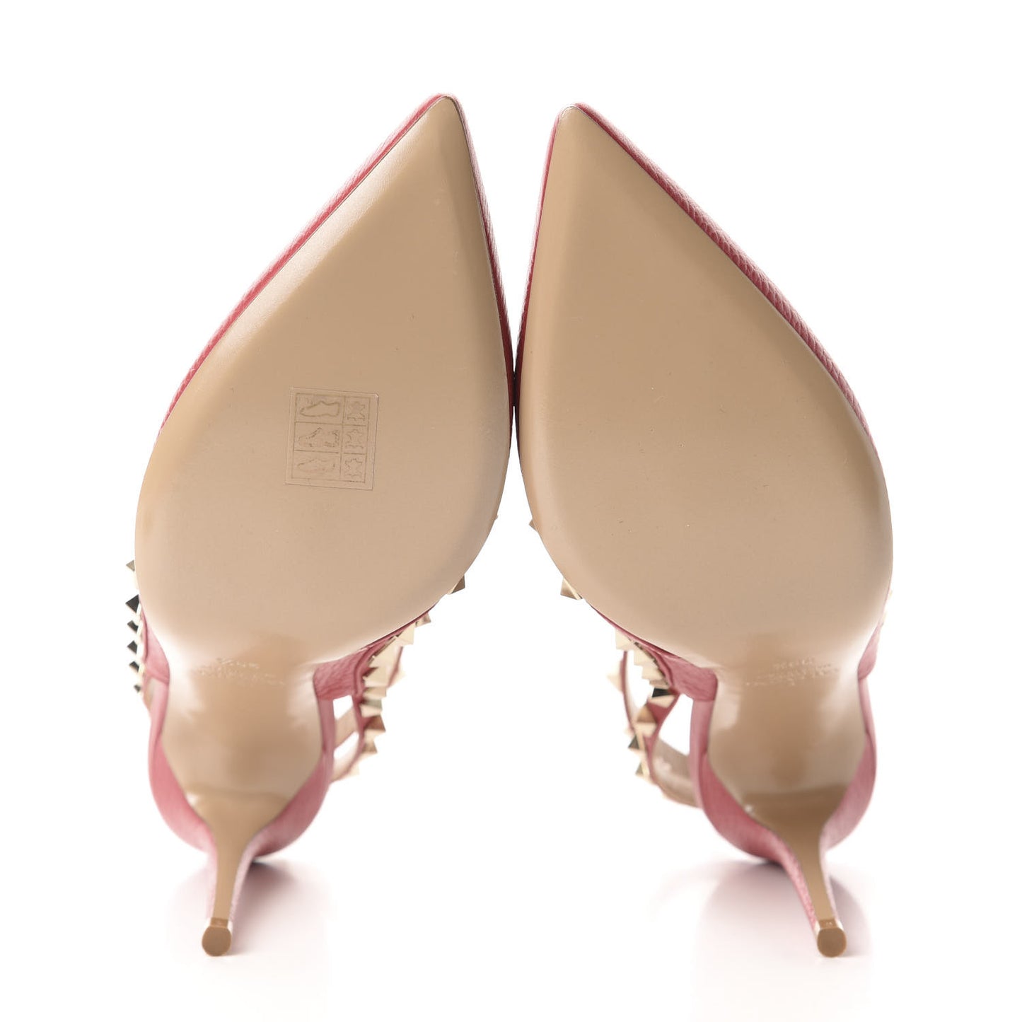 Pebbled Calfskin Rockstud Ankle Strap 100mm Pumps 39.5 Rock Pink