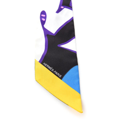 Hermes Silk Graff Graffiti Twilly Black Jaune Vert 2 of 4