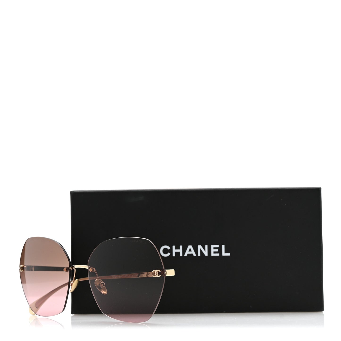 Titanium Rimless Square Sunglasses 4271-T Gold Brown