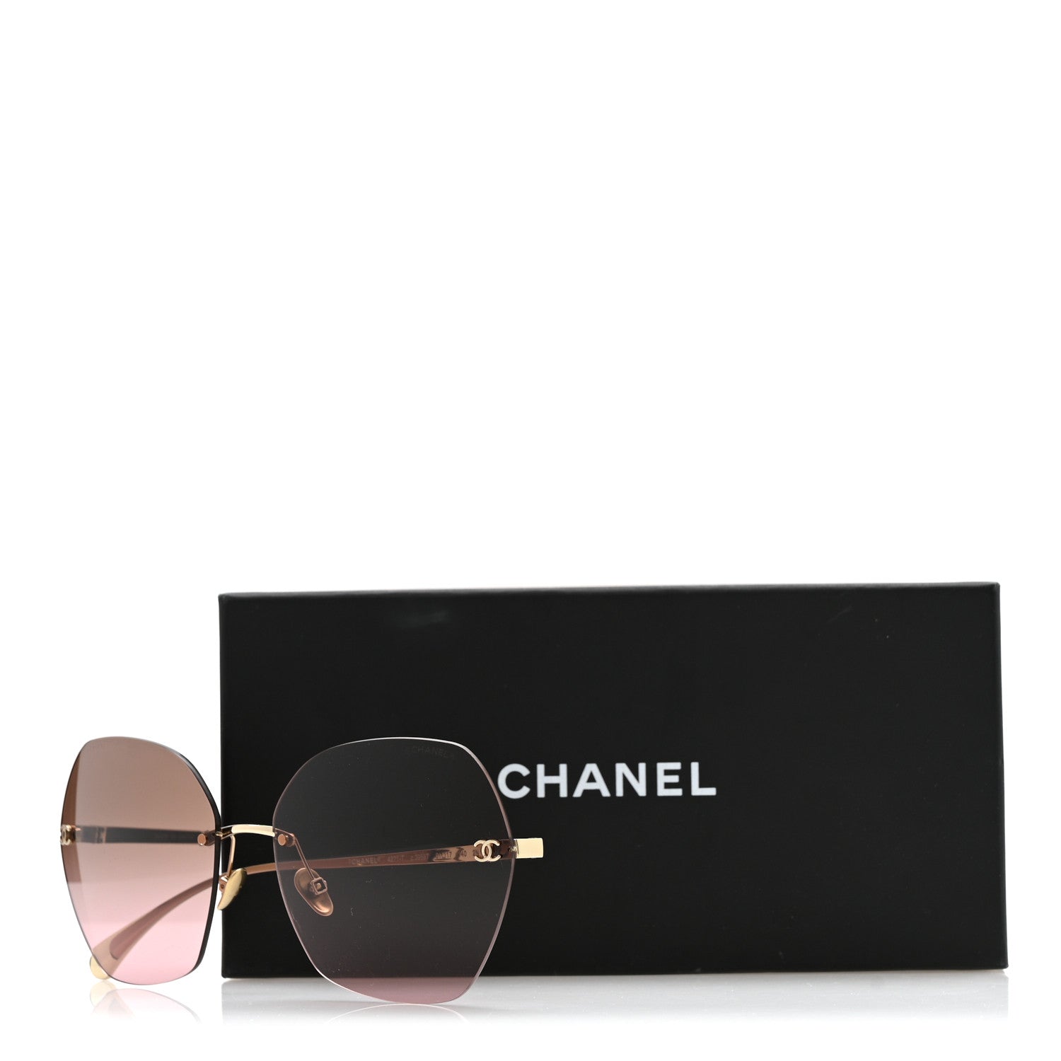 Chanel Titanium Rimless Square Sunglasses 4271-T Gold Brown 8 of 8