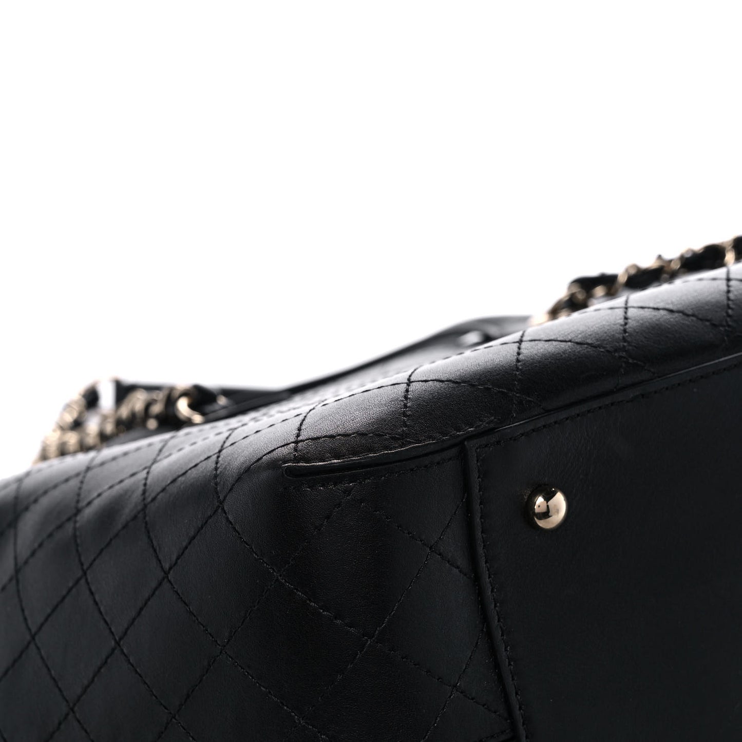 Calfskin Stitched Shopping Tote Black