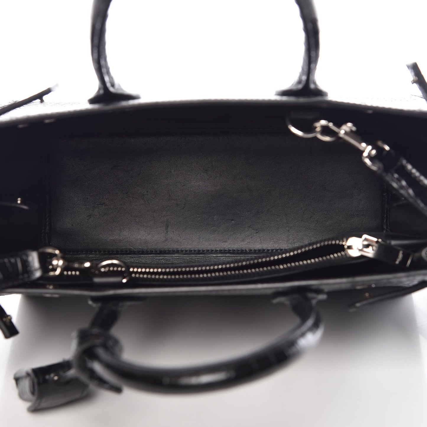 Calfskin Crocodile Embossed Baby Sac De Jour Black