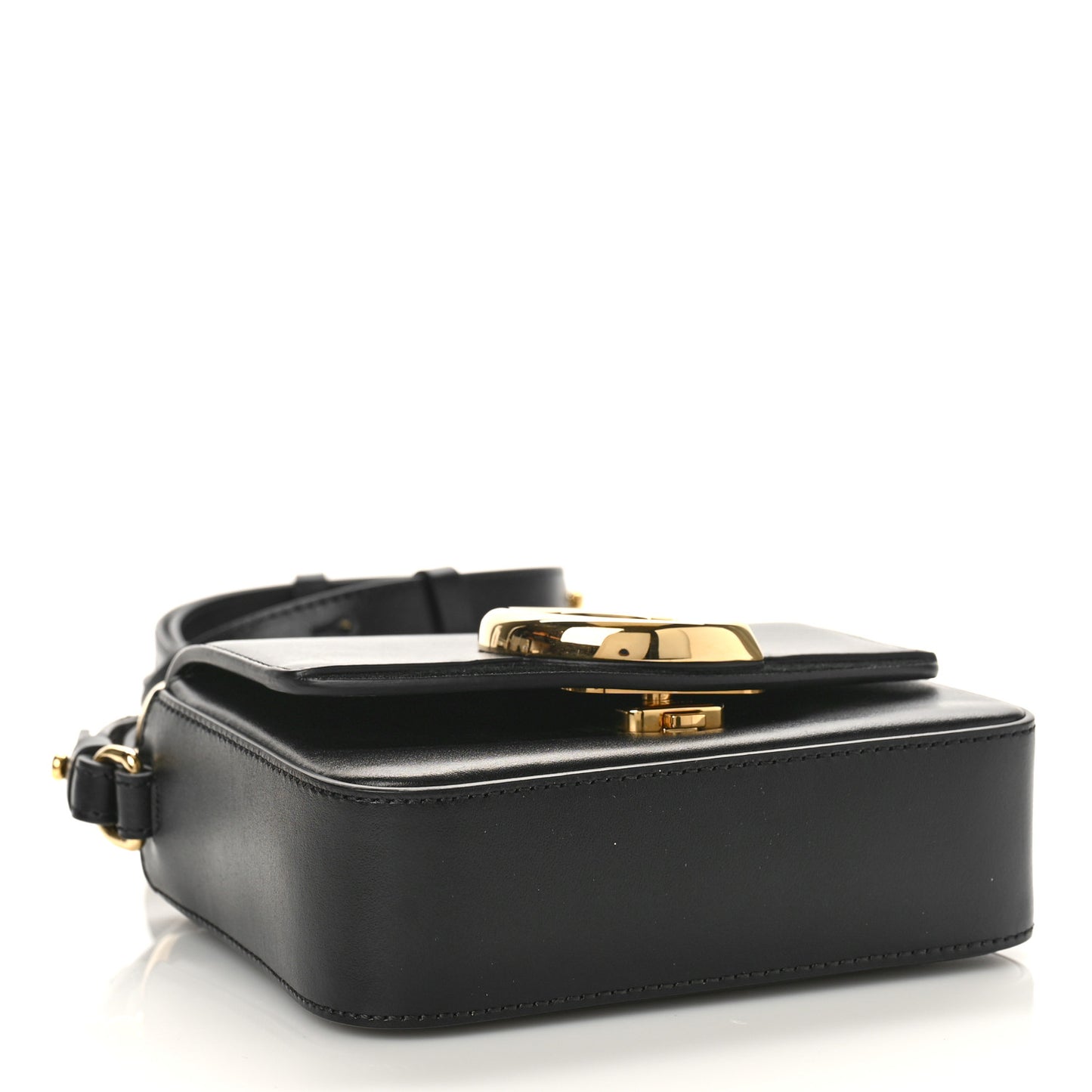 Shiny Calfskin Suede Mini C Double Carry Black